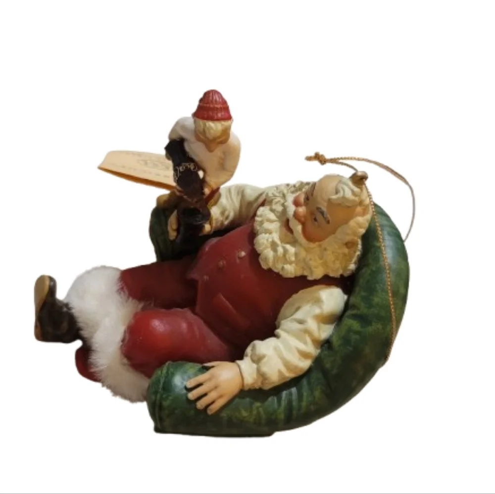 Coca-Cola Santa Figurine Kurt S. Adler Sitting In Chair Drinking Christmas Elf
